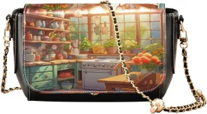 Lemon Slices and Leaves Pu Leather Shoulder Bag for Women, Leather Zipper Crossbody Purse, Leather Crossbody Bags