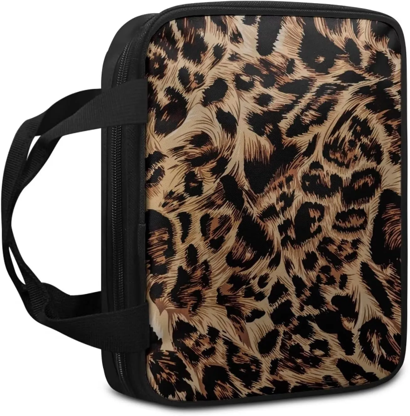 Leopard Print Bible Crossbody Bag for Women,Personalized Bible Cover Floral Bible Bag Bible Carrying Case,Stylish Bible Protective Case Bible Study Bag with Handle,Gift for Women Girls
