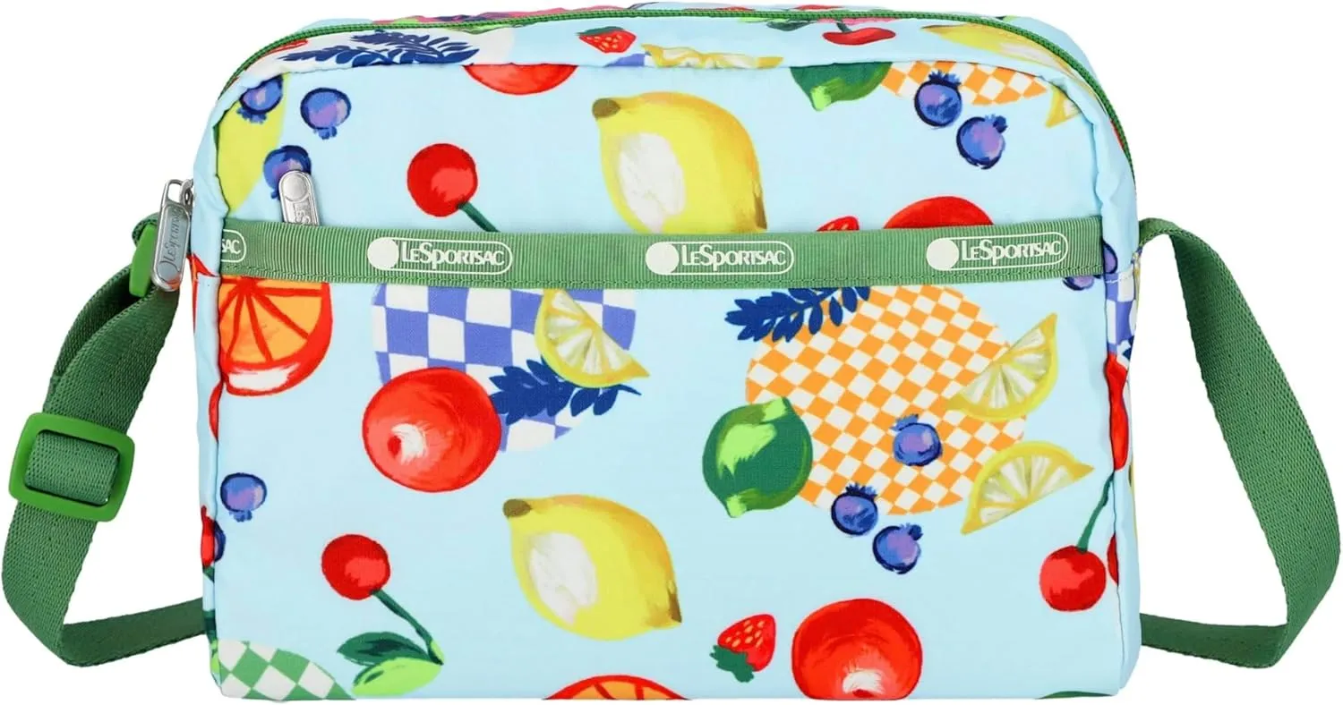 LeSportsac Fresh Fruit Daniella Crossbody Bag, Style 2434/Color E840, Whimsical Sunkissed Artfully Arranged Fruit, Vibrant Juicy Oranges, Lemons & Limes, Sweet Cherries & Berries