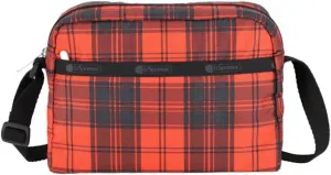 LeSportsac Red Tartan Daniella Crossbody Bag, Style 2434/Color E944, Modern & Bold Plaid, Sleek Black & Spicy Red Evokes Strength & Positivity, Subtle Sheen, Recycled Collection