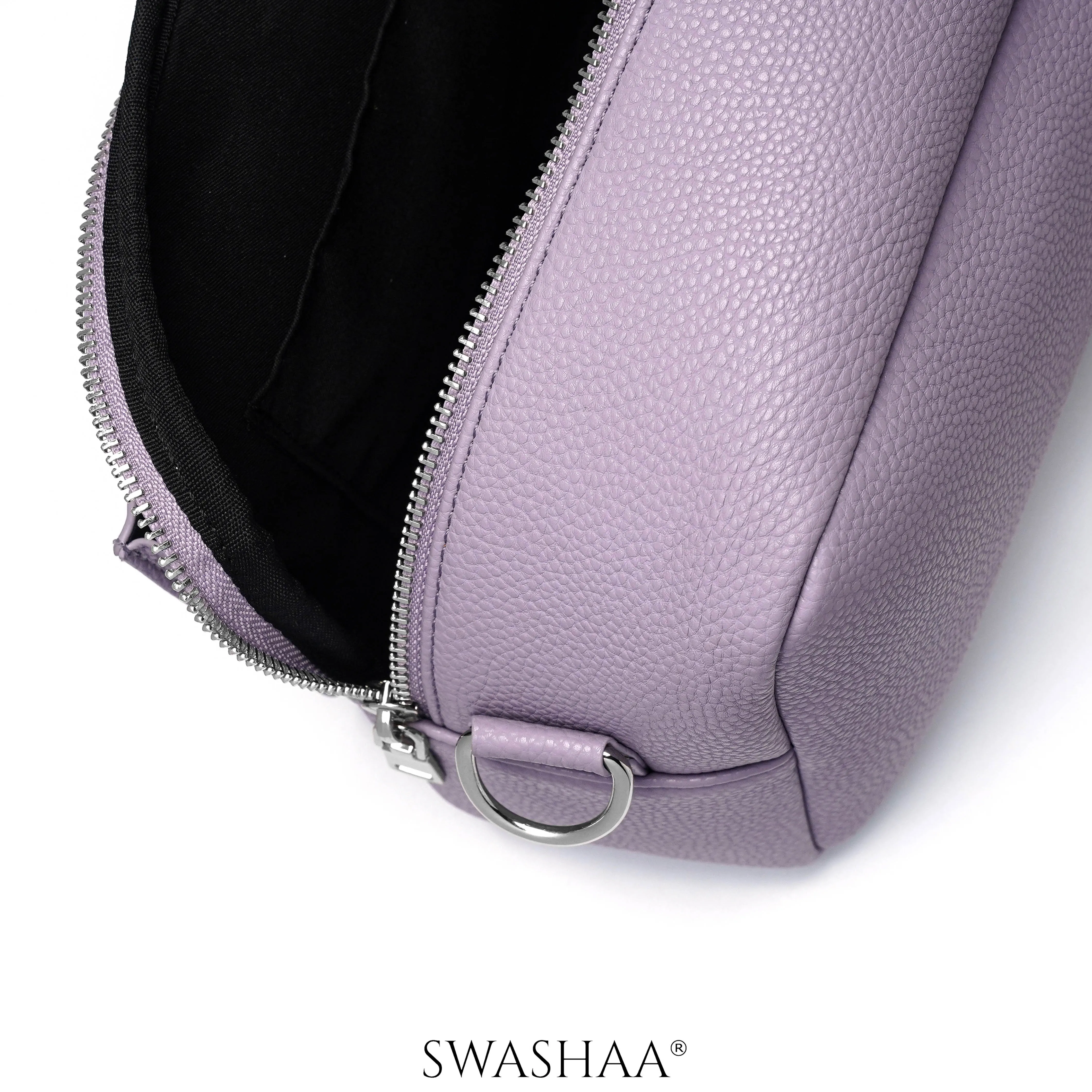 Lilac Two Pocket Leather Shoulder Bag