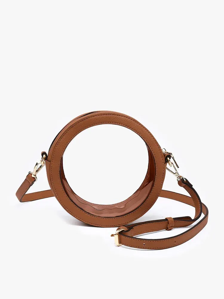 Lilibet Clear Circular Crossbody in Brown