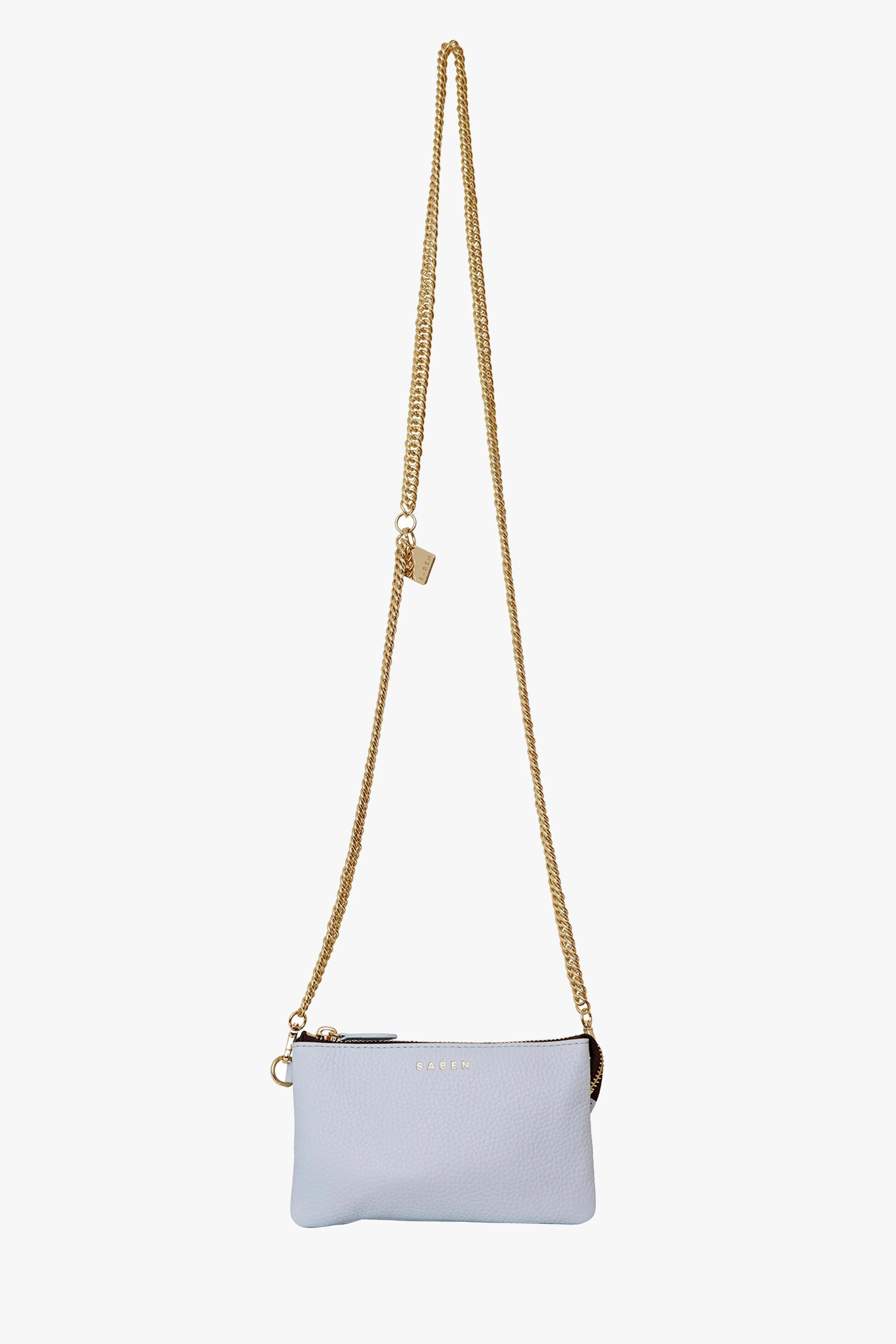 Lily Whisper Blue Chain Strap Leather Crossbody Bag