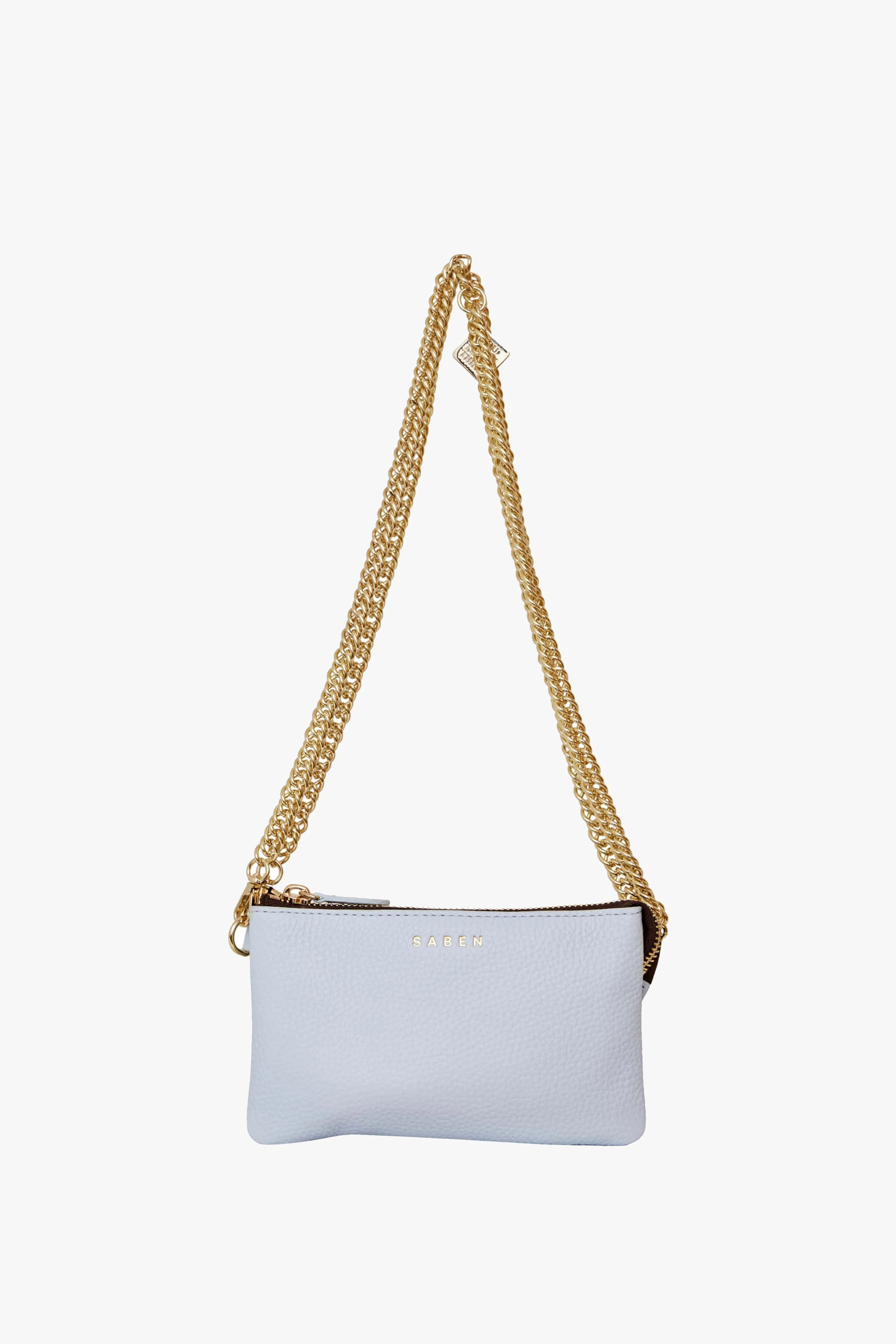 Lily Whisper Blue Chain Strap Leather Crossbody Bag