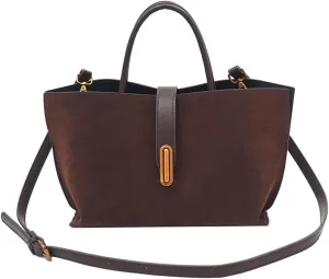 Ling Chuang Suede Shoulder Women's Bag 2025 Handbag Crossbody Brown Suede Purse Fashion Handbag