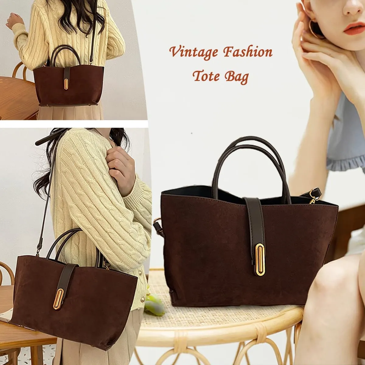 Ling Chuang Suede Shoulder Women's Bag 2025 Handbag Crossbody Brown Suede Purse Fashion Handbag