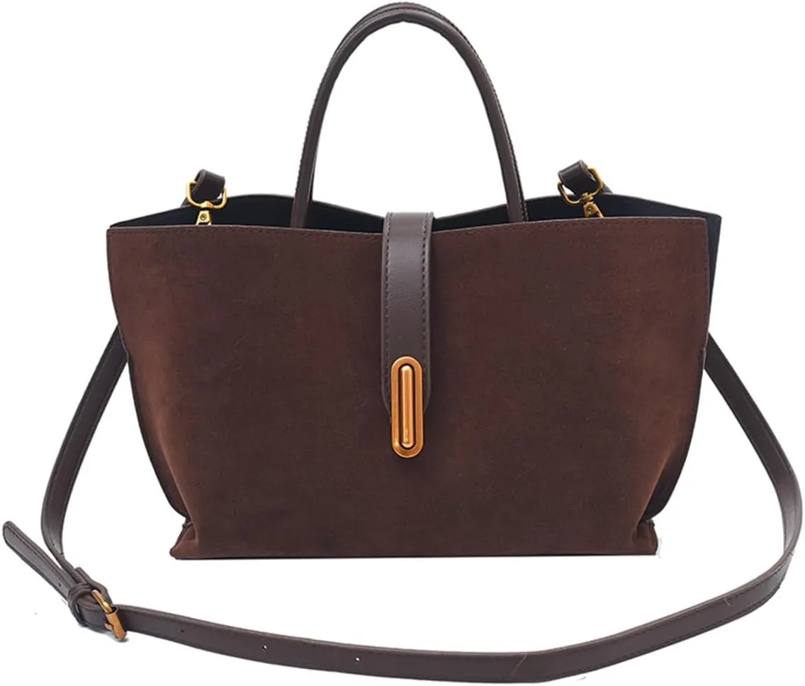 Ling Chuang Suede Shoulder Women's Bag 2025 Handbag Crossbody Brown Suede Purse Fashion Handbag