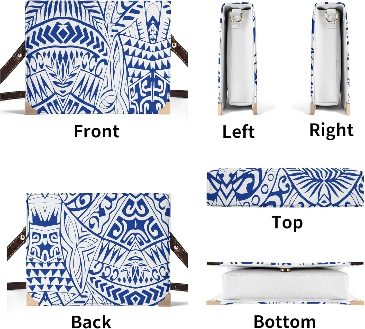 Literature Lovers Crossbody Bag Polynesian Custom Tribal Crossbody Bag Student Women Square Crossbody Bag