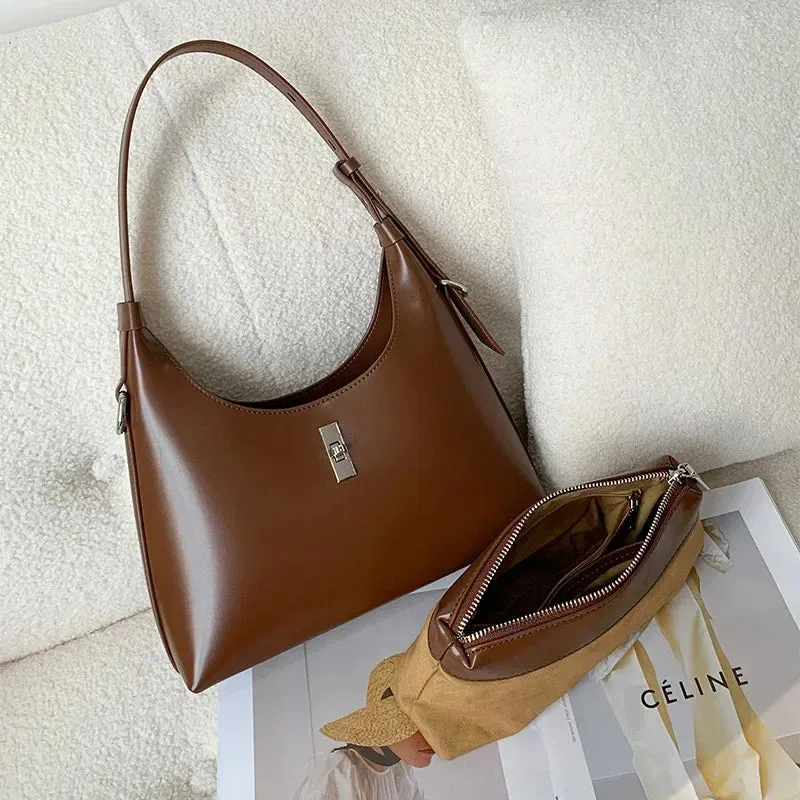 Logan Retro Leather Crescent Shoulder Bag