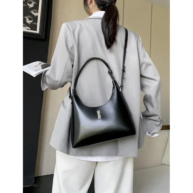 Logan Retro Leather Crescent Shoulder Bag