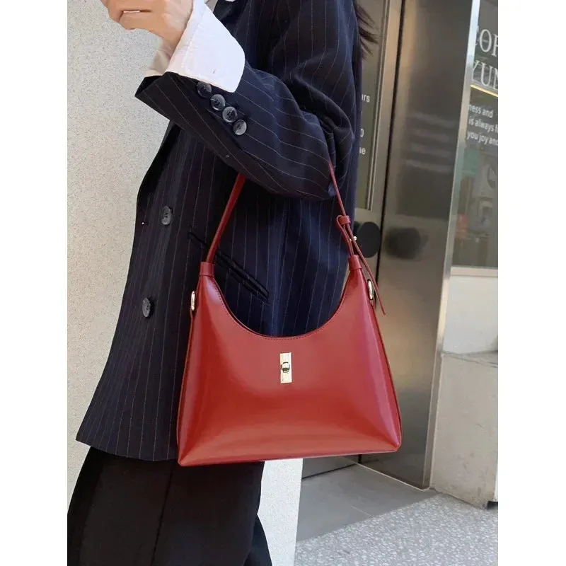 Logan Retro Leather Crescent Shoulder Bag