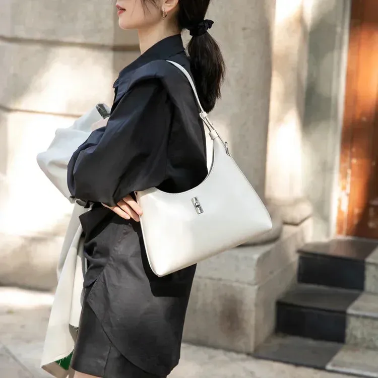 Logan Retro Leather Crescent Shoulder Bag