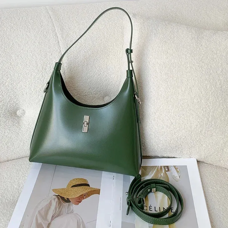Logan Retro Leather Crescent Shoulder Bag
