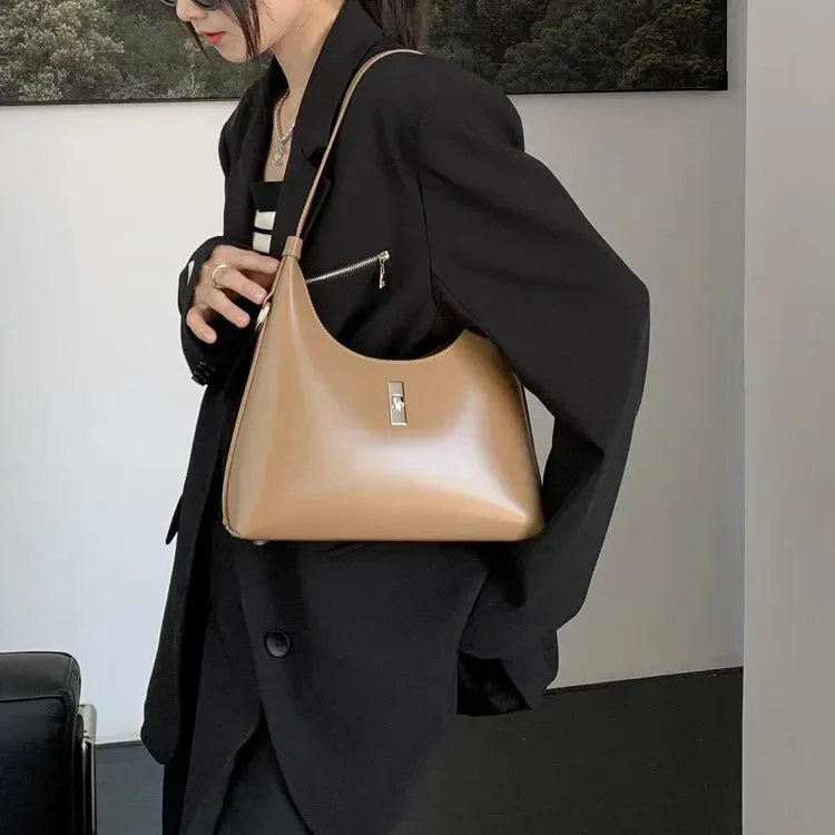 Logan Retro Leather Crescent Shoulder Bag