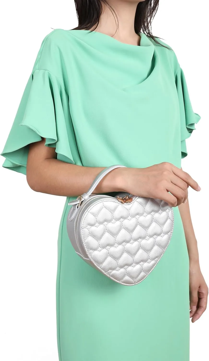 lola mae Heart Shape Crossbody Bag Zip Around Shoulder Handbag