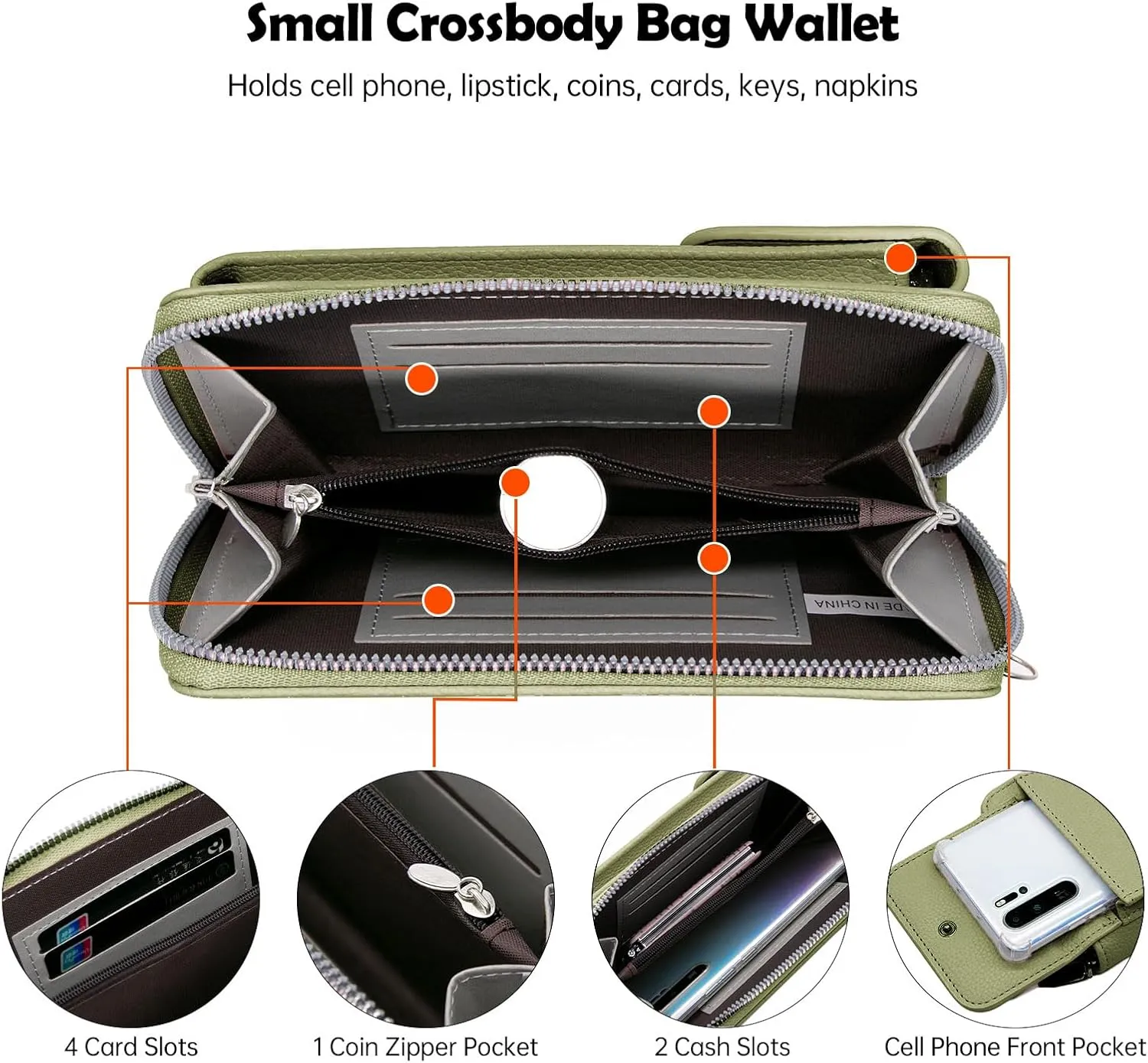 Long Keeper Crossbody Cellphone Wallet Women Small Vegan Leather Phone Purse with Coin Pouch Card Holder Handbag for Travel