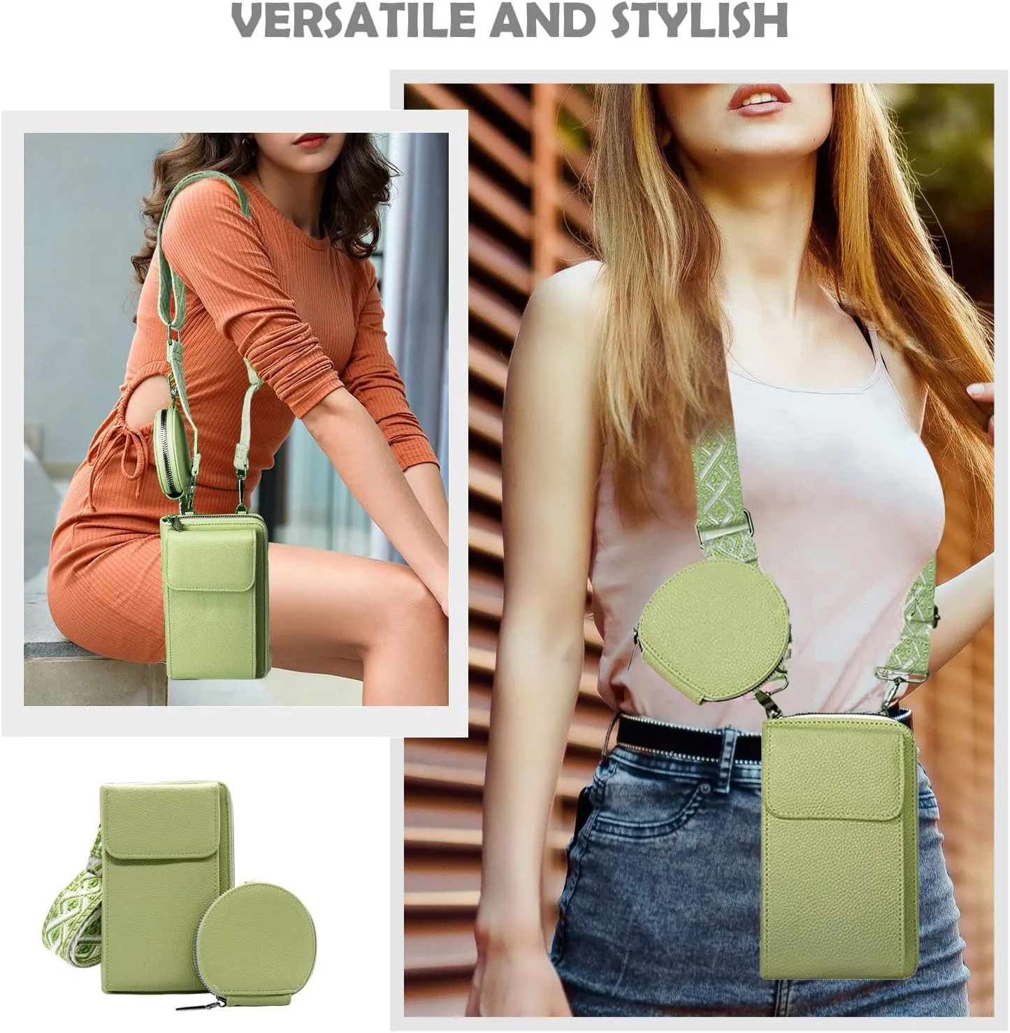 Long Keeper Crossbody Cellphone Wallet Women Small Vegan Leather Phone Purse with Coin Pouch Card Holder Handbag for Travel