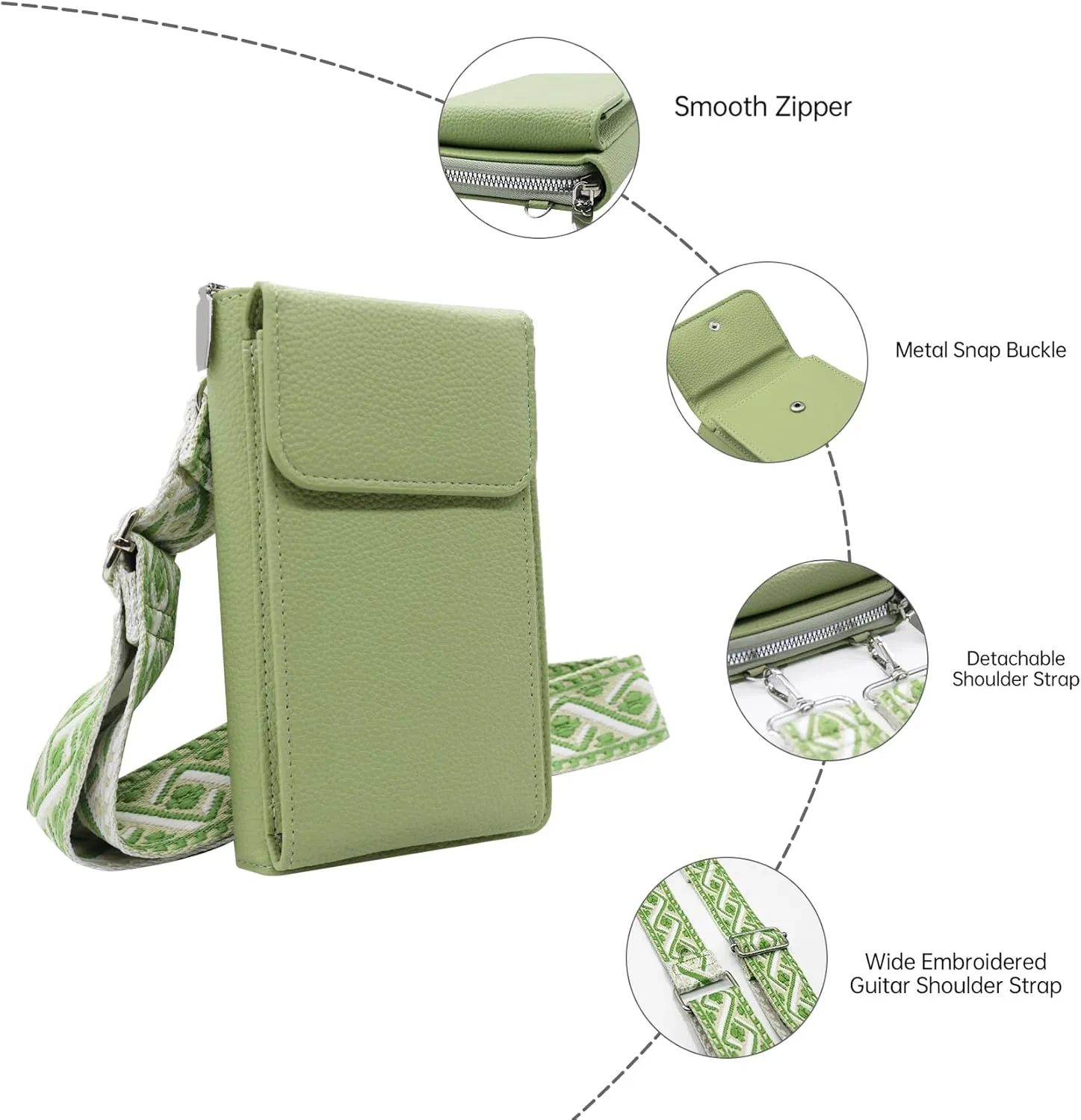Long Keeper Crossbody Cellphone Wallet Women Small Vegan Leather Phone Purse with Coin Pouch Card Holder Handbag for Travel