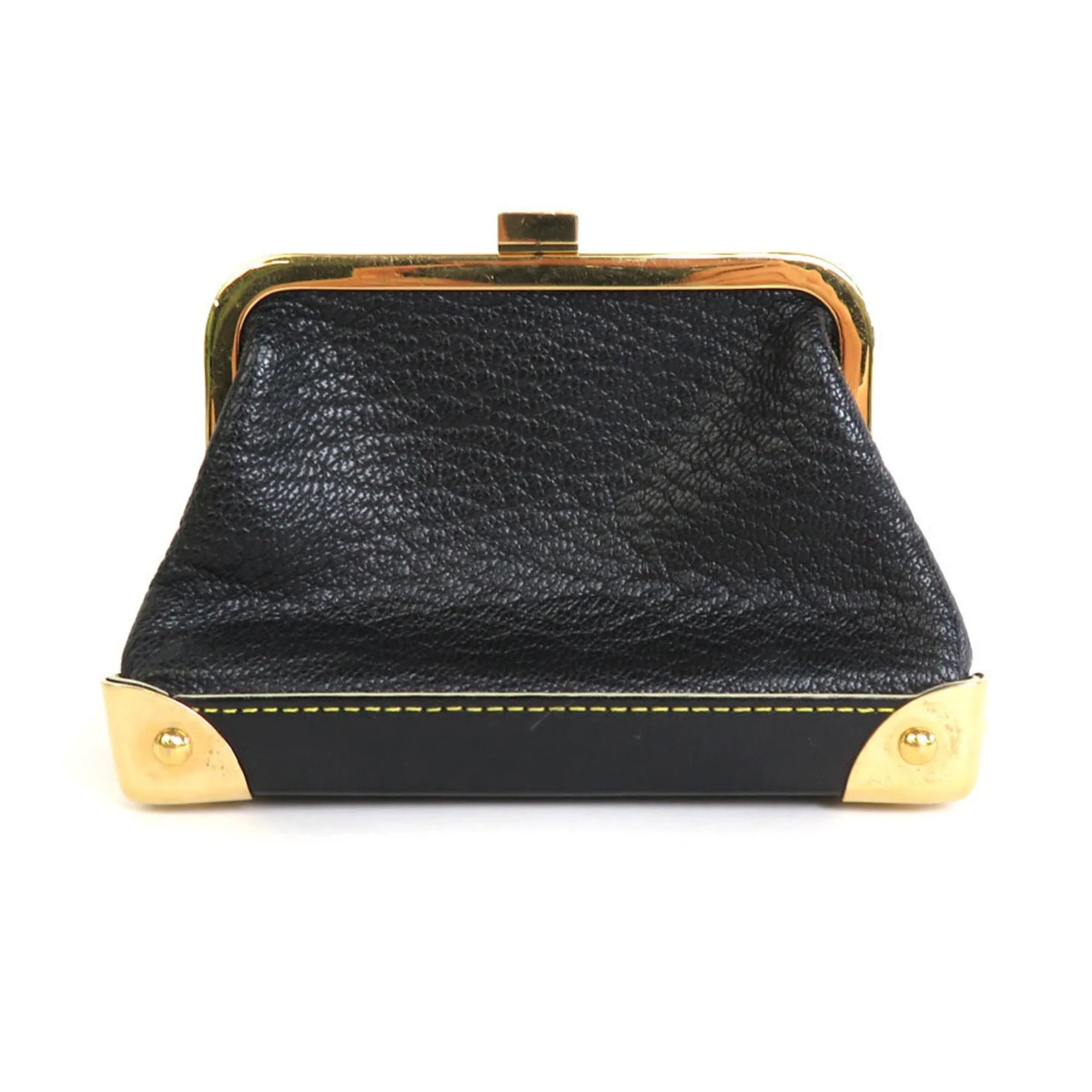 LOUIS VUITTON Coin Case Suhari Portomonet Vienois Leather Black Gold Unisex M91834 e55861f