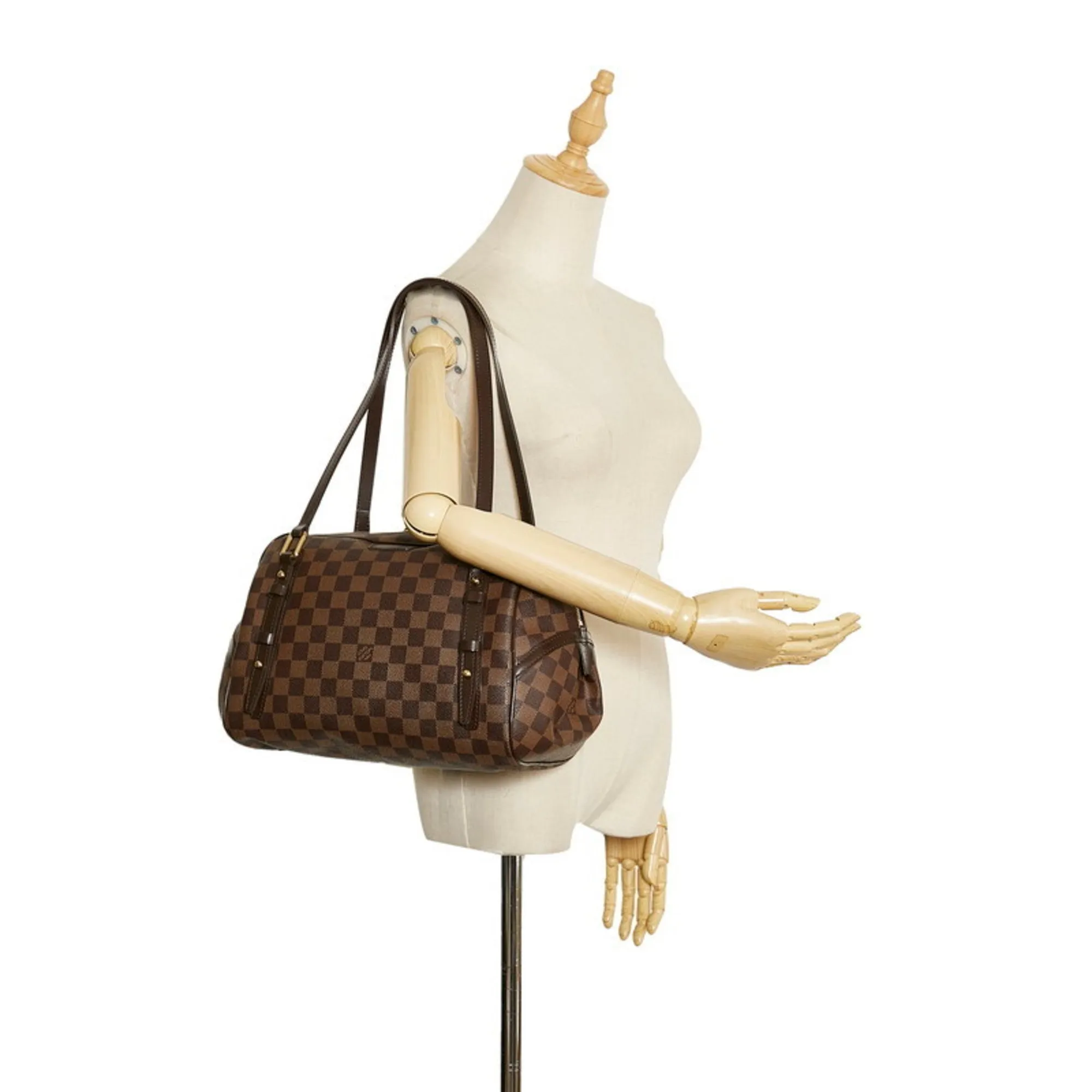 LOUIS VUITTON Damier Rivington GM Handbag Shoulder Bag N41158 Brown PVC Leather Women's