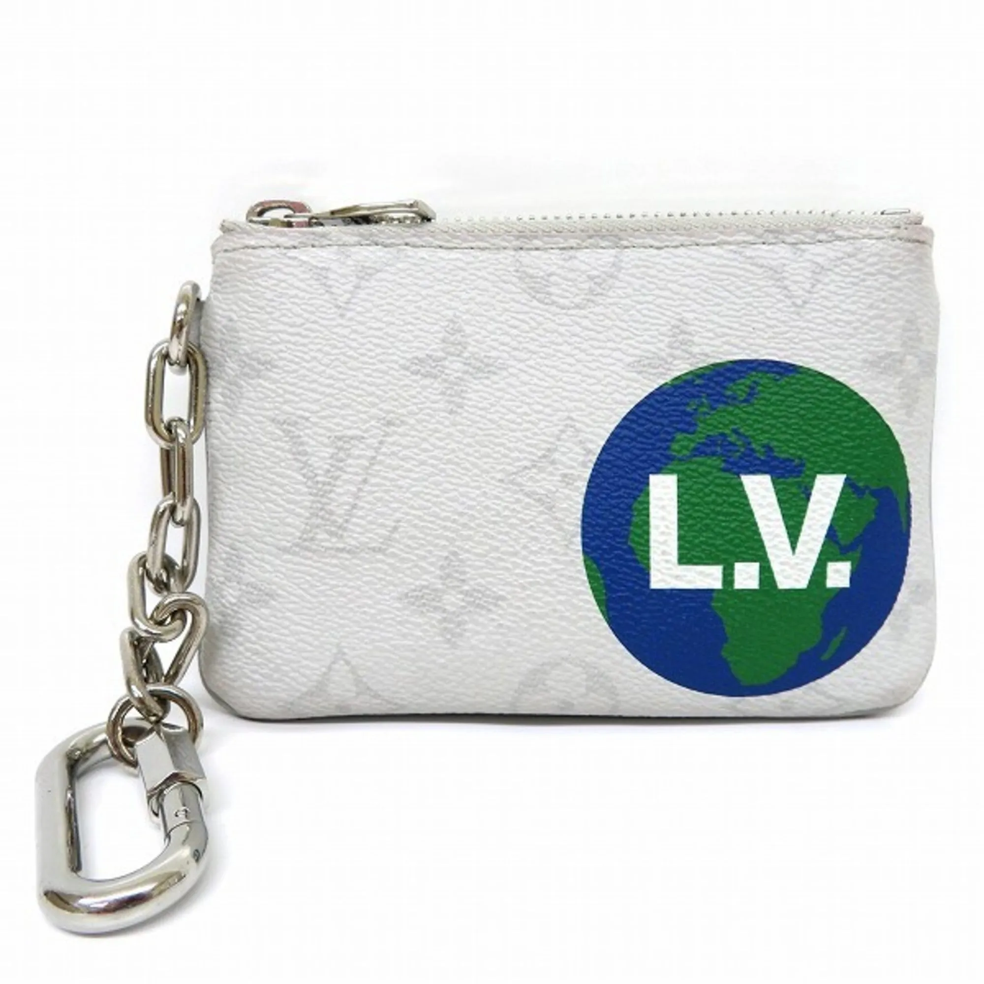 LOUIS VUITTON Monogram Zipped Pouch PM M67809 White Logo Brand Accessory Key Case Coin Unisex