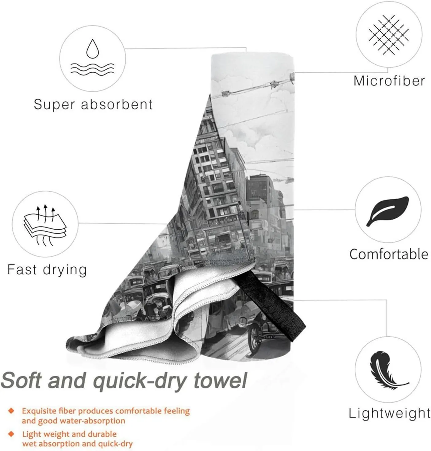 Love from New York Print Premium Compact Microfiber Travel Towel-Featherlight & Quick Dry,Sand-Resistant Beach Towel for Swimming,Camping,Vacation Essentials with Carry Pouch