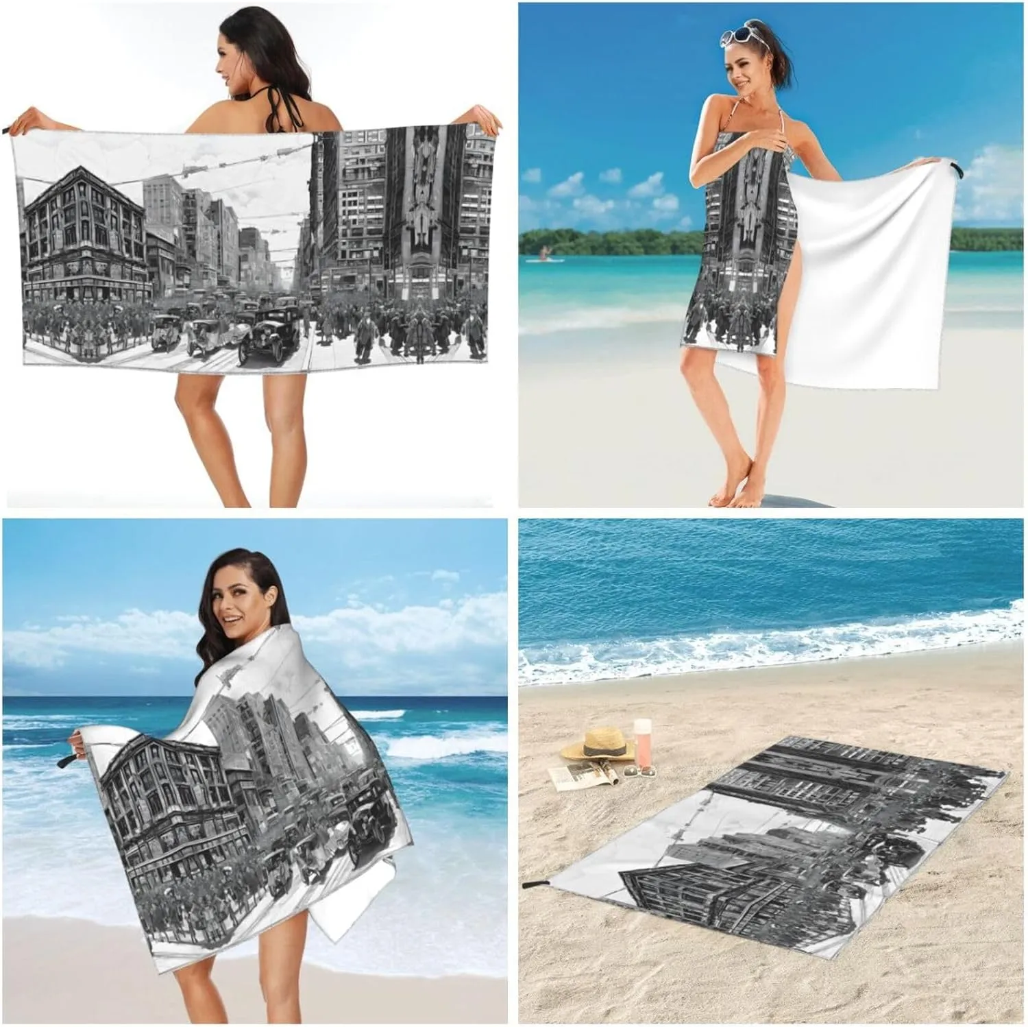 Love from New York Print Premium Compact Microfiber Travel Towel-Featherlight & Quick Dry,Sand-Resistant Beach Towel for Swimming,Camping,Vacation Essentials with Carry Pouch