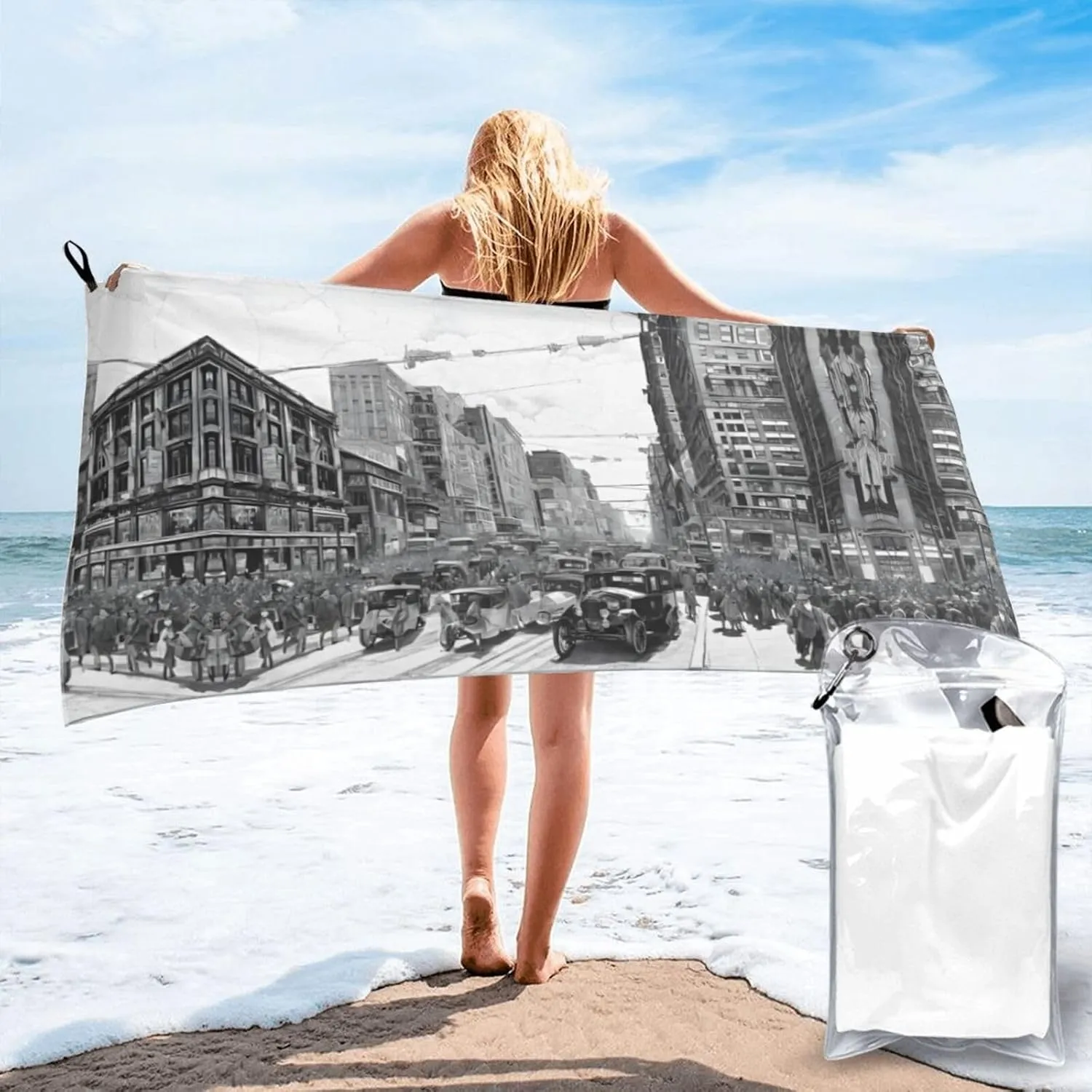 Love from New York Print Premium Compact Microfiber Travel Towel-Featherlight & Quick Dry,Sand-Resistant Beach Towel for Swimming,Camping,Vacation Essentials with Carry Pouch
