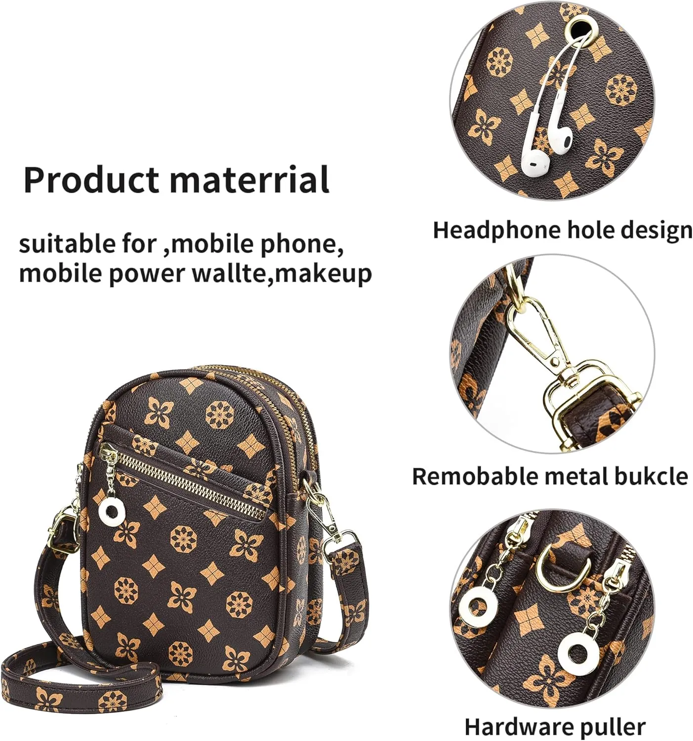LoZoDo Small Crossbody Bags for Women Trendy Leather Purses and Handbags Designer Cell Phone Bag Wallet Purse with Wide Strap