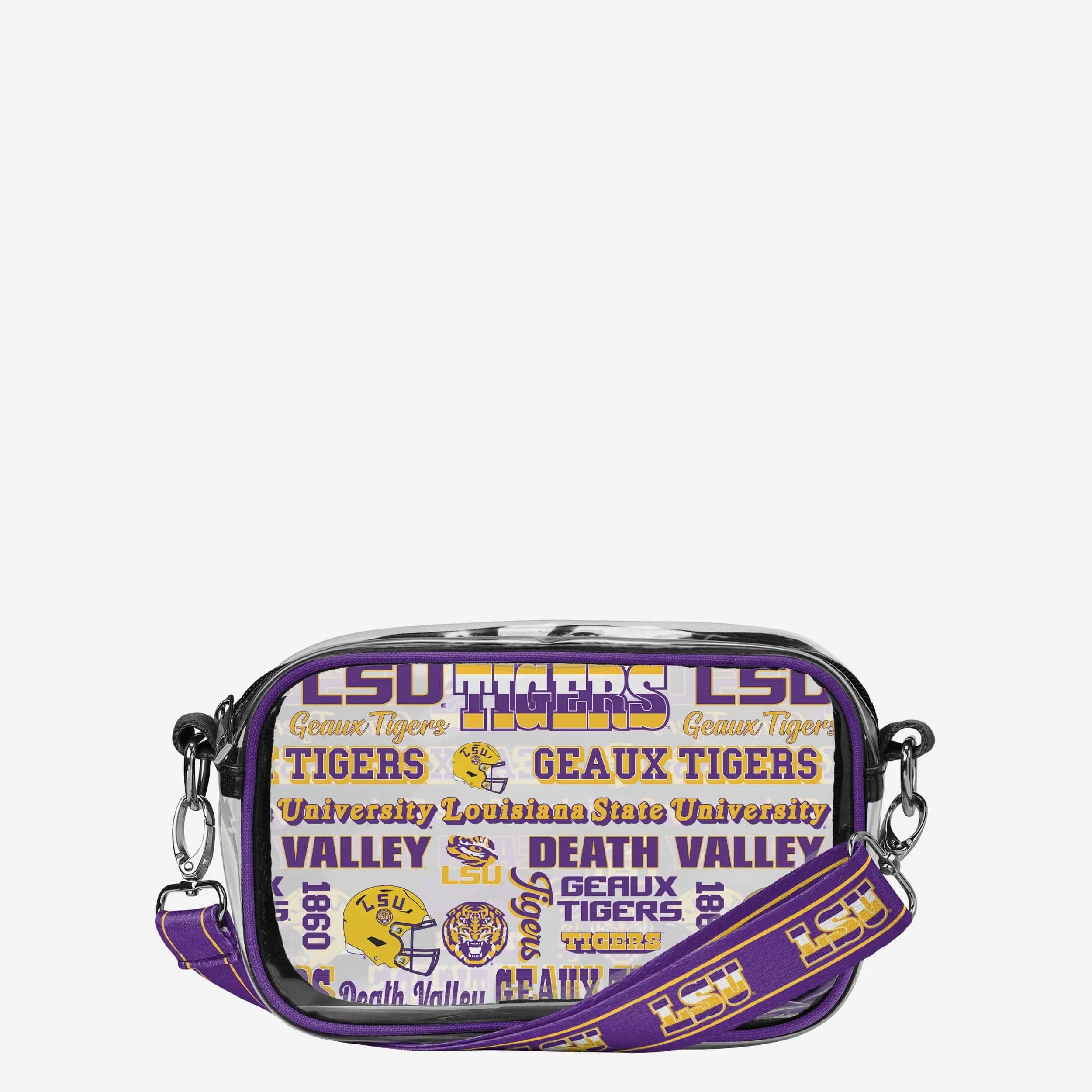 LSU Tigers Repeat Retro Print Clear Crossbody Bag
