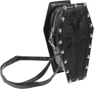 LUOZZY Gothic Crossbody Bag for Men Women Black Coffin Shaped Shoulder Bag Handbag Leather Purse