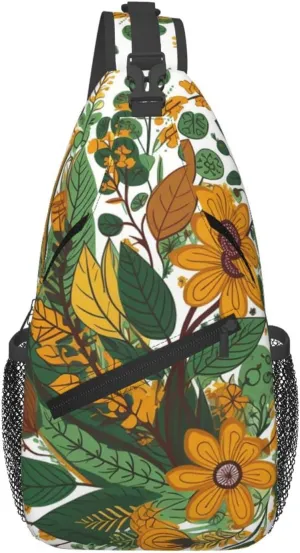 Lush Branches Illustration Sling Backpack for Women Men Cross Chest Bag Diagonally Crossbody Shoulder Bag Travel