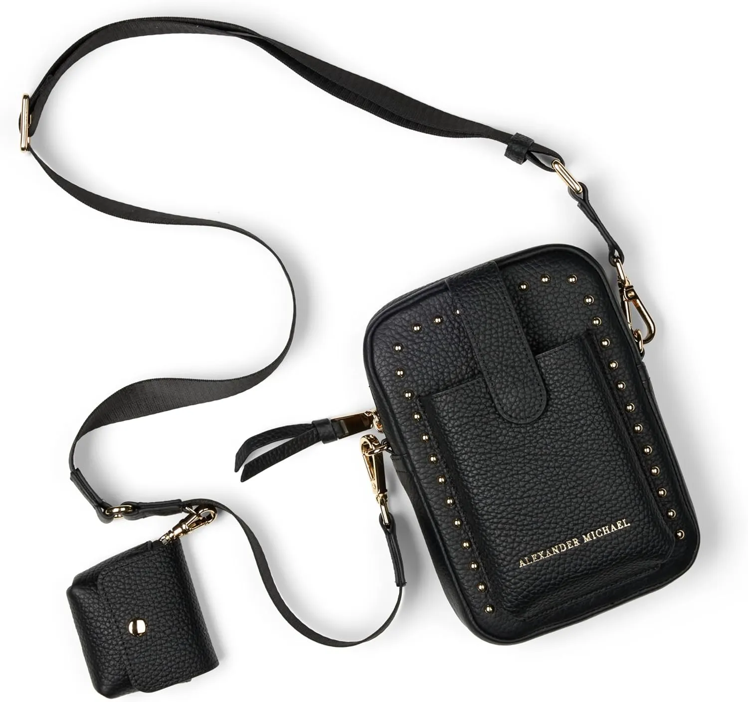 Luxe Luna Crossbody Bag with Adjustable Strap – Premium Pebbled Leather, Gold-Tone Hardware, Easy Cell Phone Access