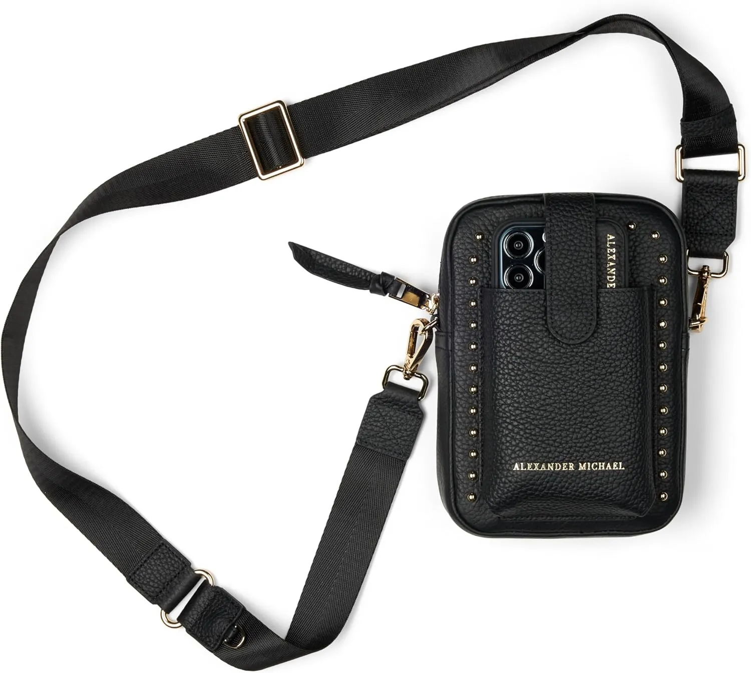 Luxe Luna Crossbody Bag with Adjustable Strap – Premium Pebbled Leather, Gold-Tone Hardware, Easy Cell Phone Access