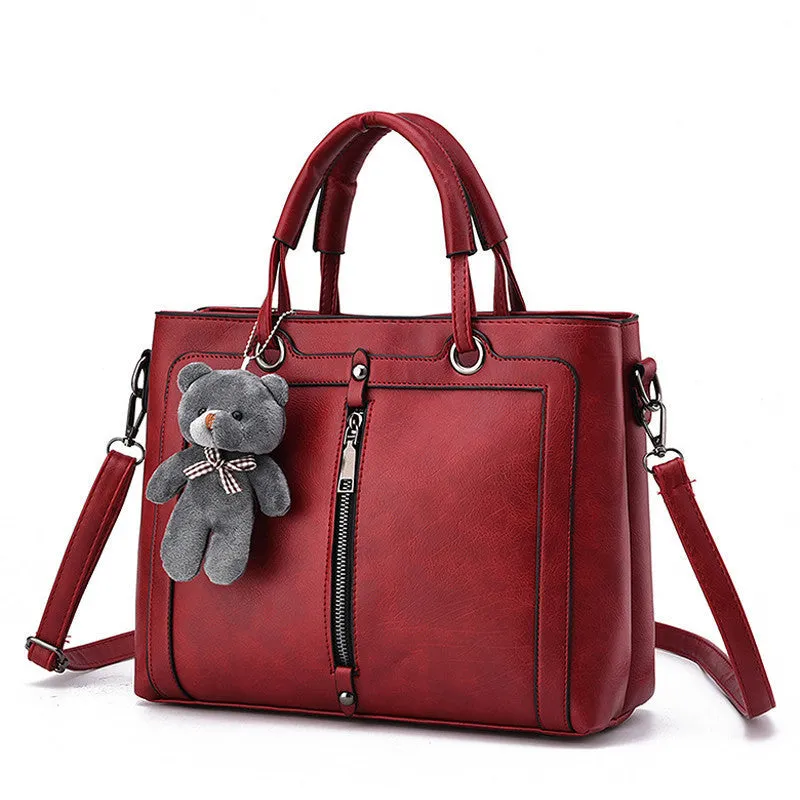 Luxury Women Leather Handbag Red Retro Vintage Bag Designer Handbags High Quality Famous Brand Tote Shoulder Ladies Hand Bag 703