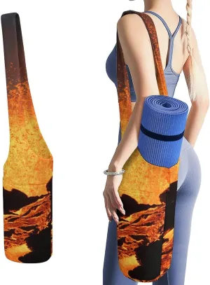 Magma Volcanoes Eruption Lightweight Yoga Mat Bag with Pockets Portable Canvas Carrying Shoulder Bags for Women Men