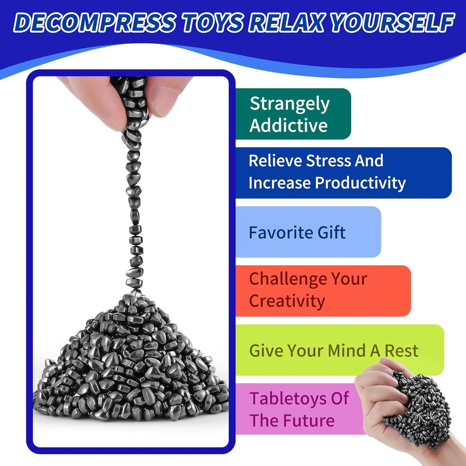 Magnetic Balls Fidget Toys Adults Over 600 PCS Mini Magnetic Putty Desk Magnetic Beads Desk Toys for Office with Rectangular Box