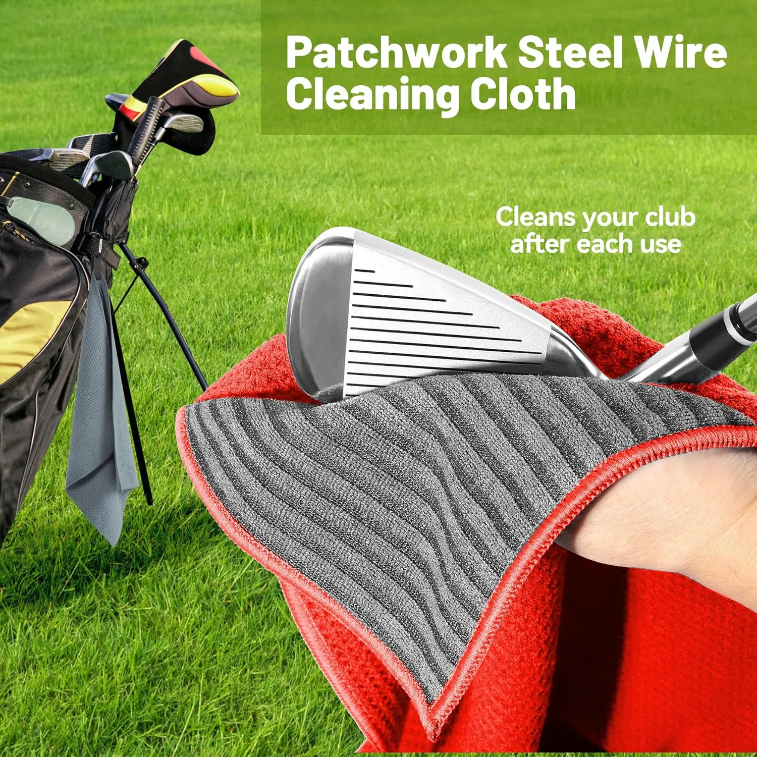 Magnetic Golf Towel, 2 Pack Golf Towels with Clips, Ultra Absorbent Microfiber Wire Cleaning Cloth, Waffle Pattern Golf Towel with Magnet for Men Women, Golf Accessories for Golf Bags, Carts or Clubs