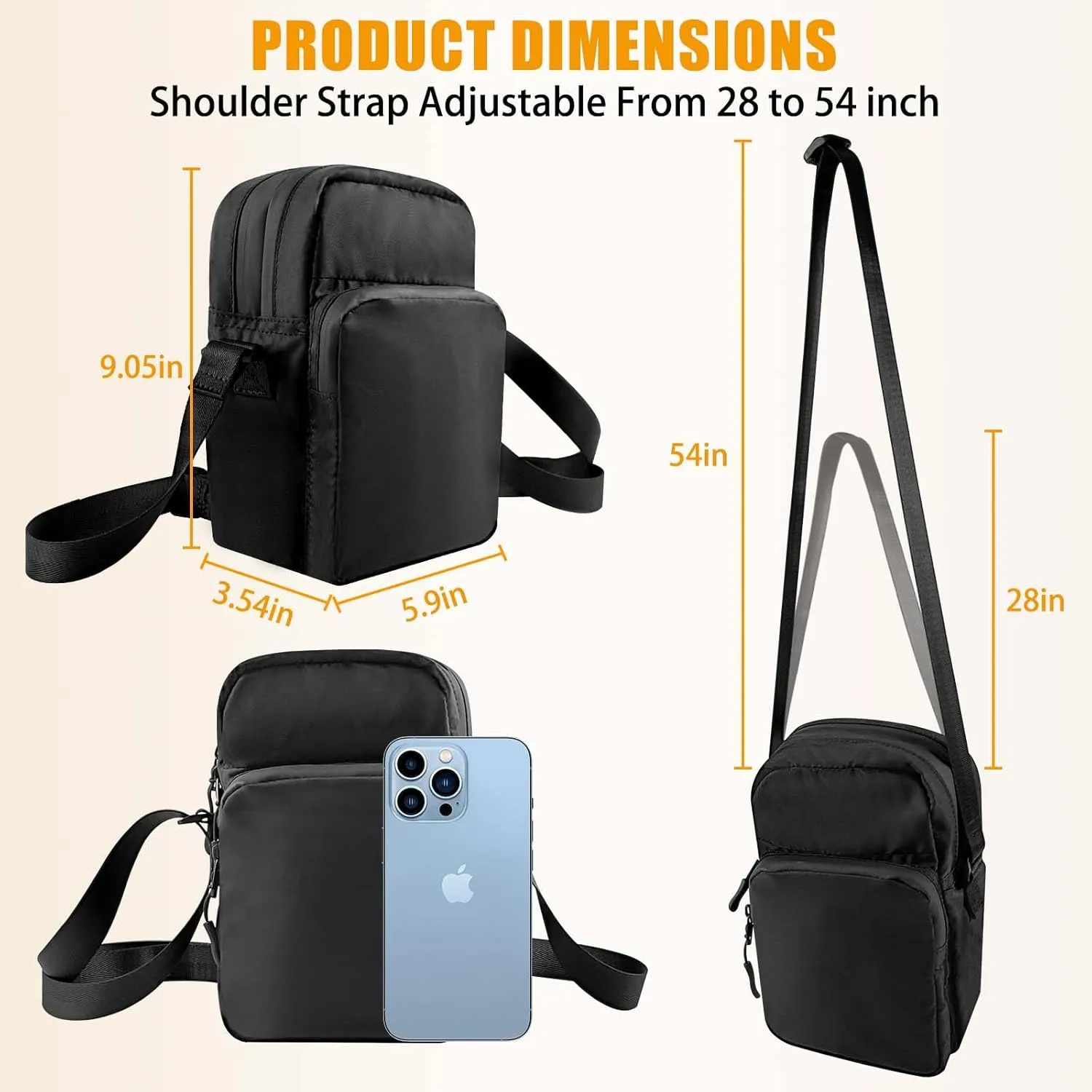 Magnetic Gym Bag,Crossbody Bag For Women And Men, Small Gym Bag,Gym Accessories,Gym Gifts, Two-Layer Space (Black)
