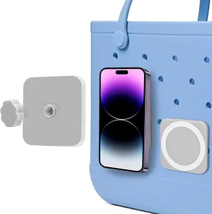 Magnetic Phone Holder for Bogg Bag – Bogg Bag Phone Holder & Accessories Insert, Secure Attachment for Simply Southern & Beach Tote Bags, Compatible with iPhone & Android(Grey)