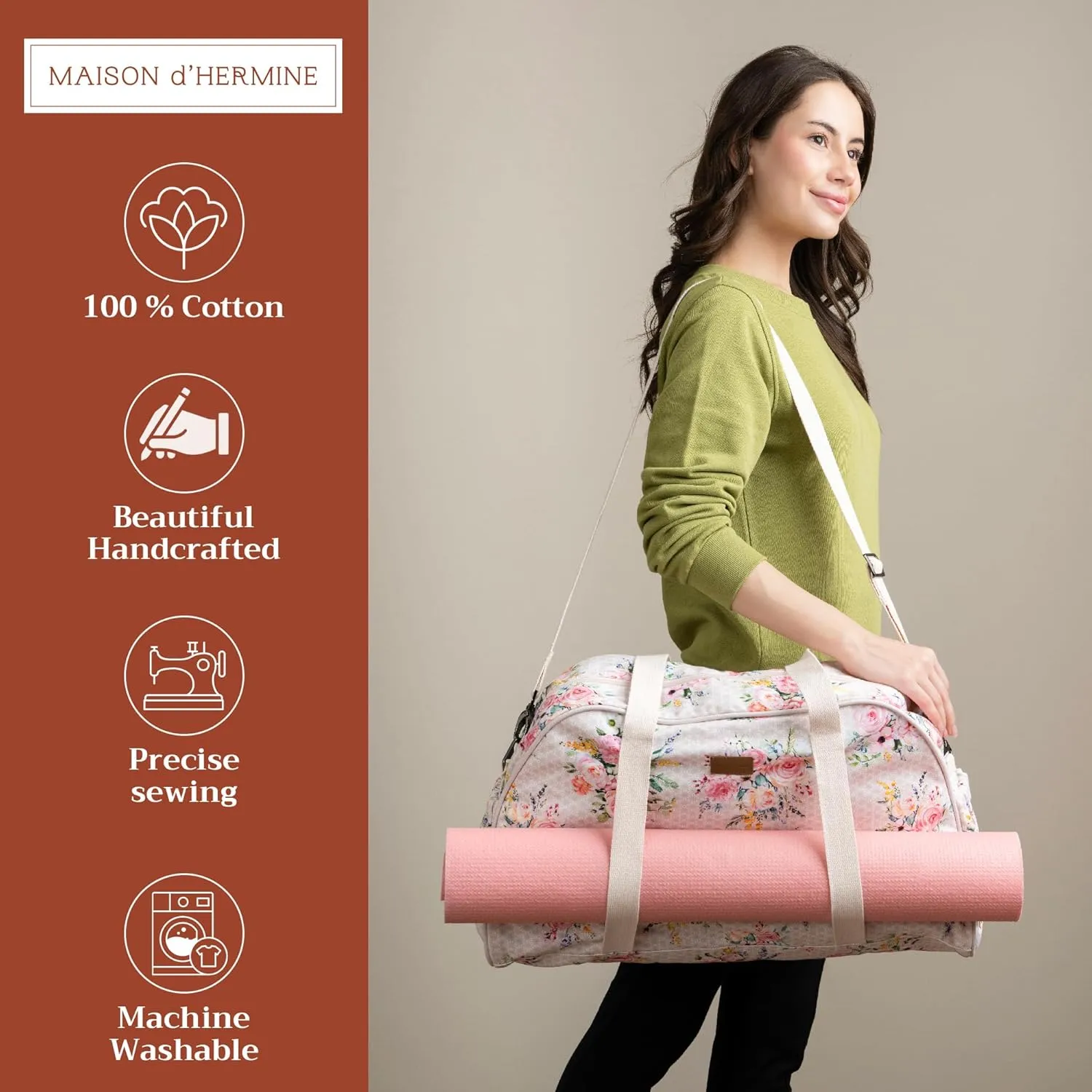 Maison d'Hermine Yoga Mat bag for Woman Men Multi-Functional Storage Yoga Mat Carrier Bags for Travel Gym Pilates Office Beach Park Workout Sports Holds More Accessories