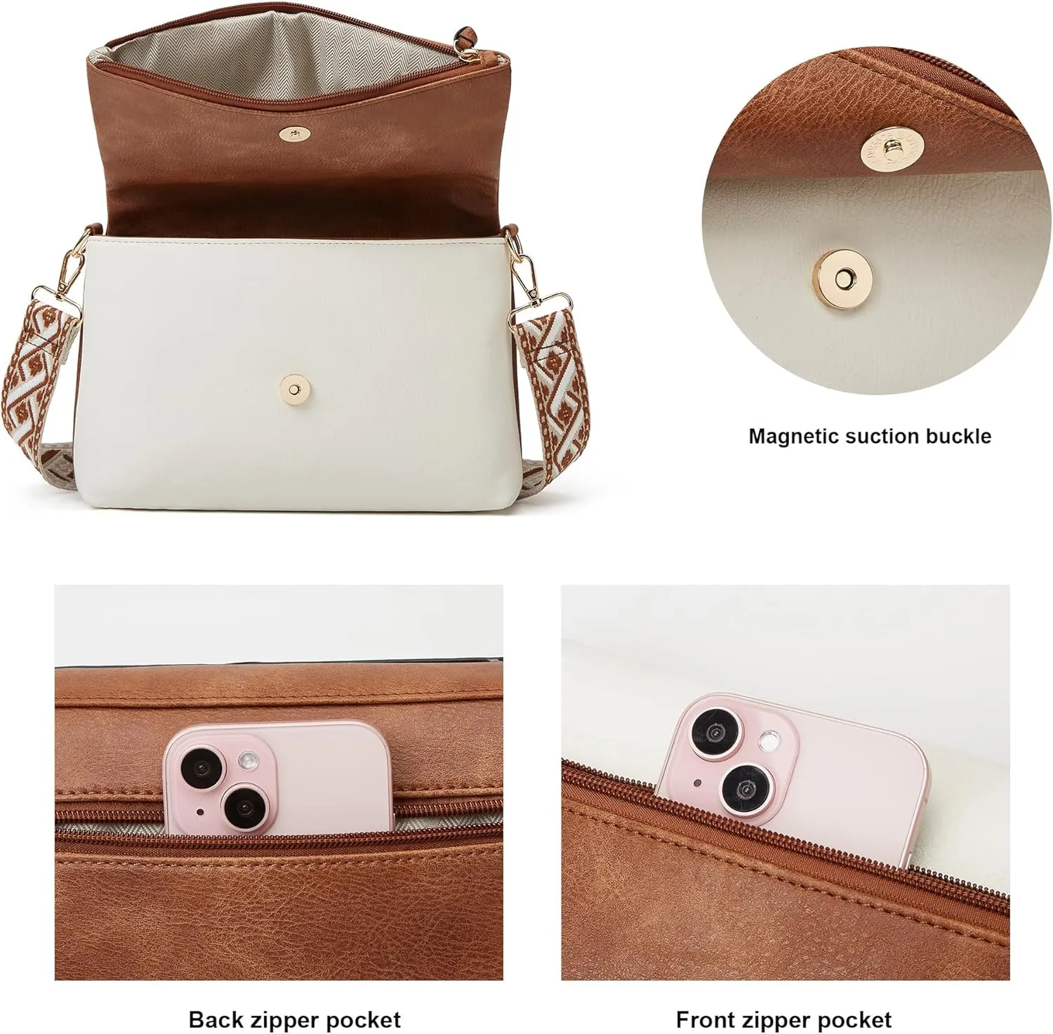 Makes Crossbody Bags for Women,Multi Pocket Crossbody Purses Vegan Leather Shoulder Handbags Travel Purse Adjustable Strap
