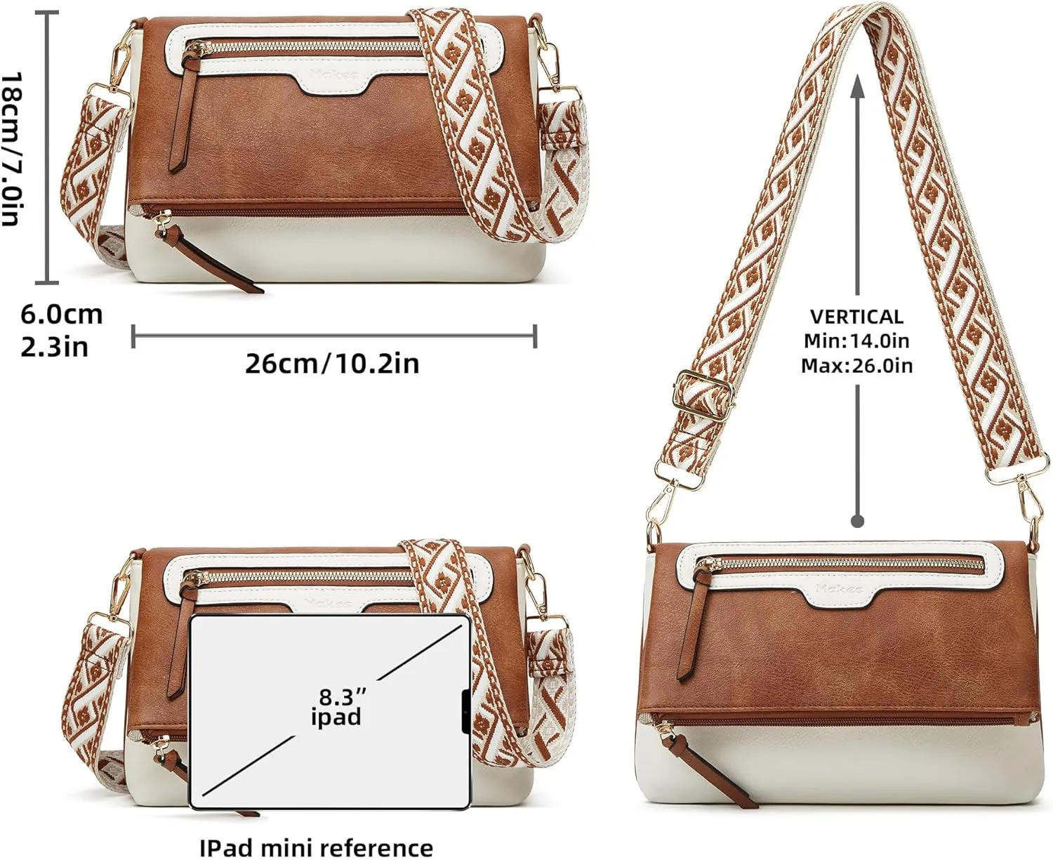 Makes Crossbody Bags for Women,Multi Pocket Crossbody Purses Vegan Leather Shoulder Handbags Travel Purse Adjustable Strap