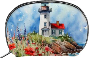 Makeup Bag Organizer,Cosmetic Bags for Women,Flower Bush Summer Lighthouse,Small Makeup Pouch