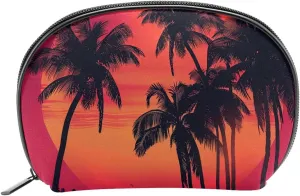 Makeup Bag Organizer,Cosmetic Bags for Women,Tropical Sunset Palm Tree,Small Makeup Pouch