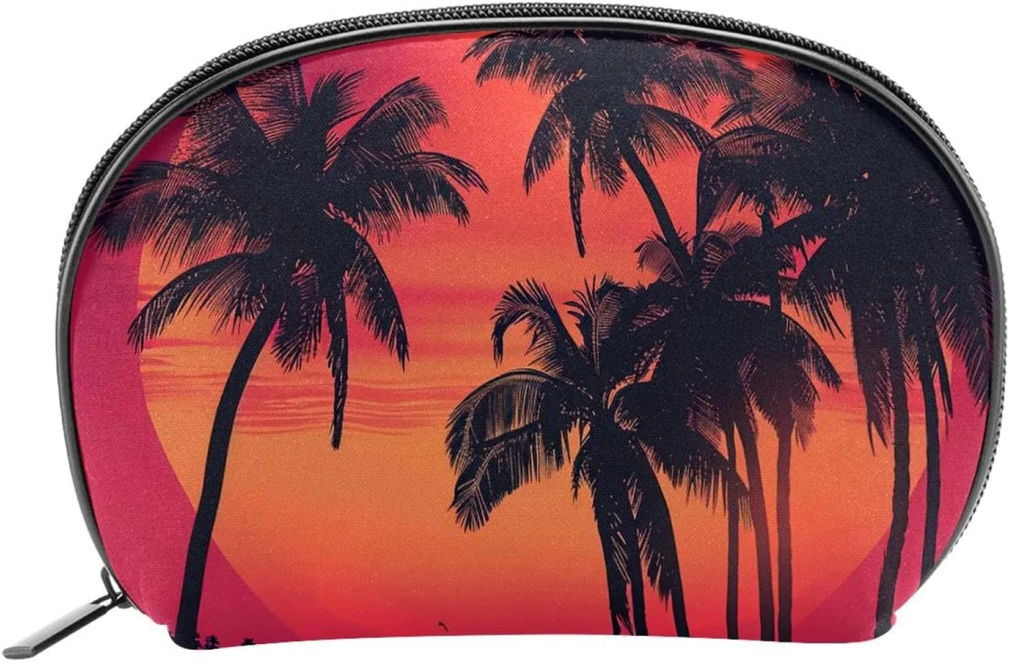 Makeup Bag Organizer,Cosmetic Bags for Women,Tropical Sunset Palm Tree,Small Makeup Pouch