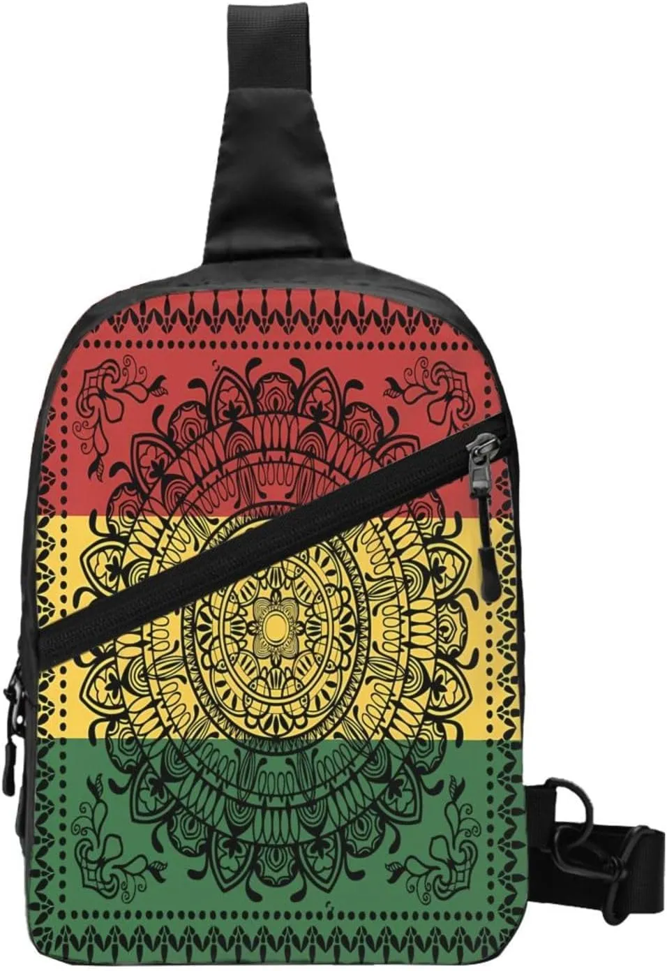 Mandala Rasta Portable Sling Bags Packable Crossbody Bag Foldable Sport Daypack Reusable Shoulder Backpack Diagonally Chest Bag for Workout Travel