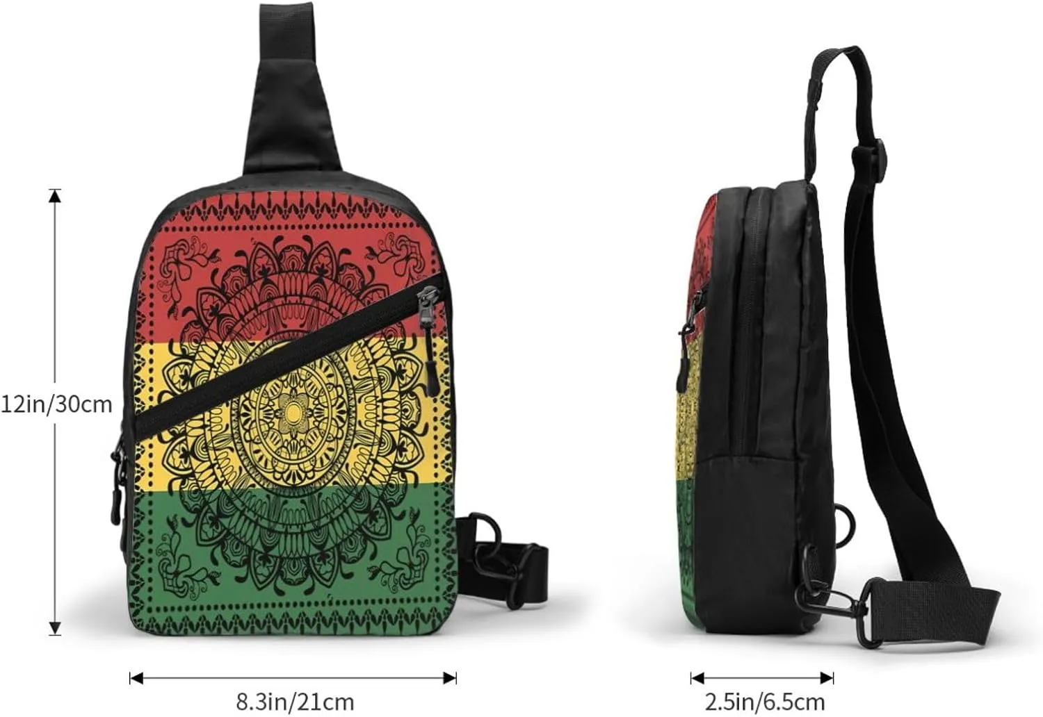 Mandala Rasta Portable Sling Bags Packable Crossbody Bag Foldable Sport Daypack Reusable Shoulder Backpack Diagonally Chest Bag for Workout Travel