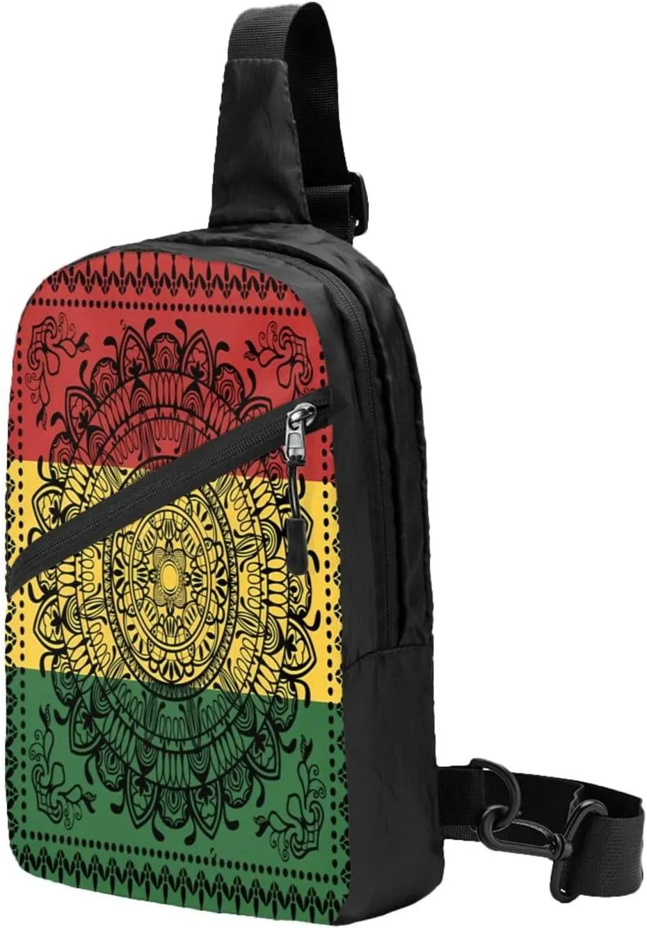 Mandala Rasta Portable Sling Bags Packable Crossbody Bag Foldable Sport Daypack Reusable Shoulder Backpack Diagonally Chest Bag for Workout Travel