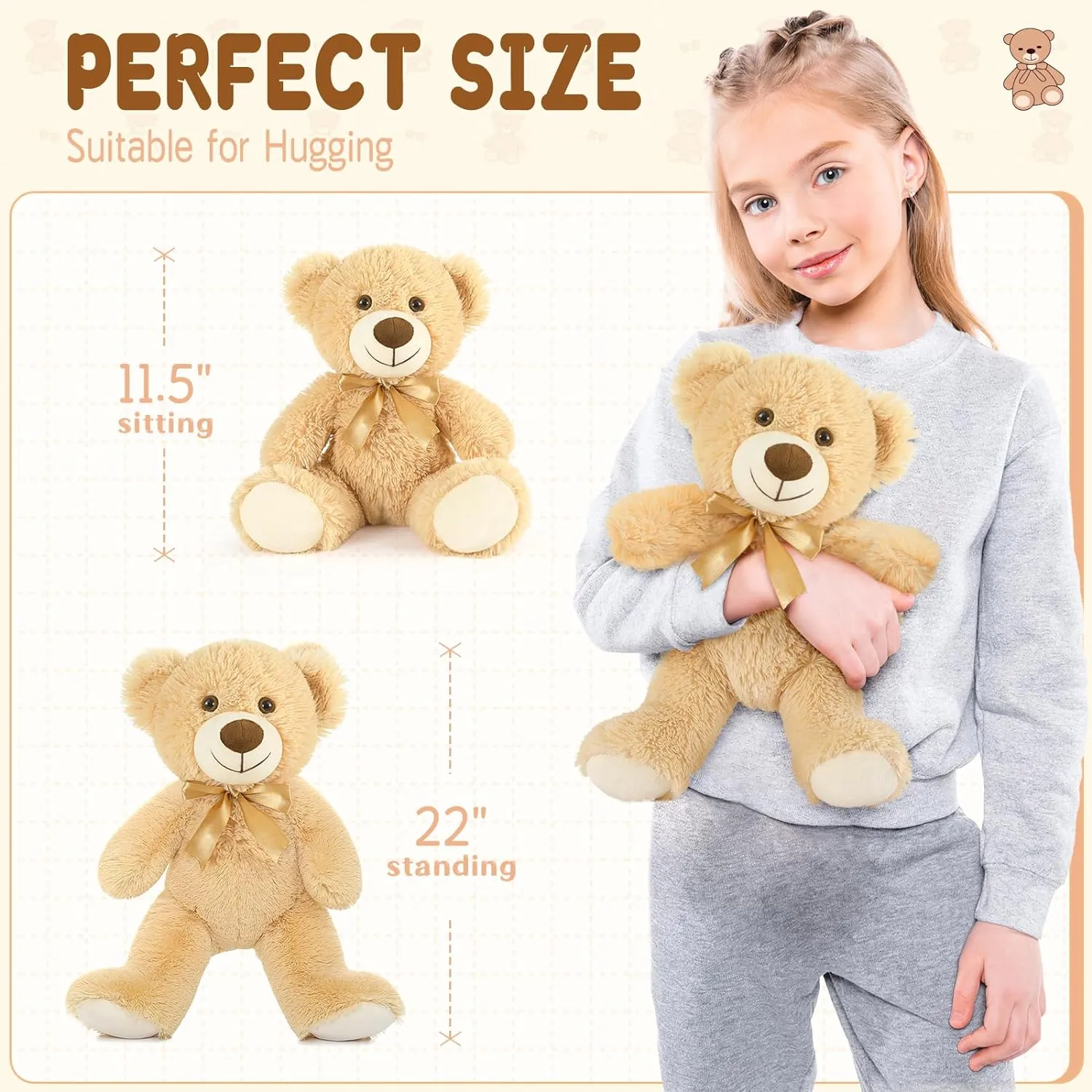 MaoGoLan 9 Pack Teddy Bears Bulk for Baby Shower, 14" Small Teddy Bear Plush Toy, Mini Stuffed Bears Bulk for Kids Girlfriend, Wholesale Small Bear for Wedding,Birthday,Christmas, Party Decorations